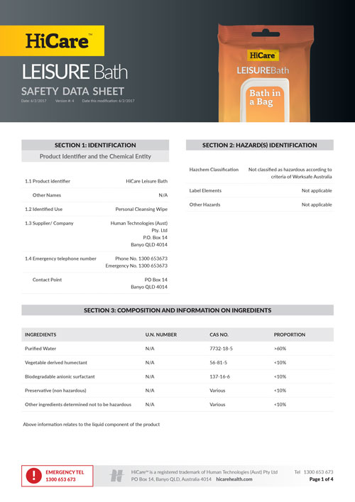 LeisureBath Safety Data Sheet