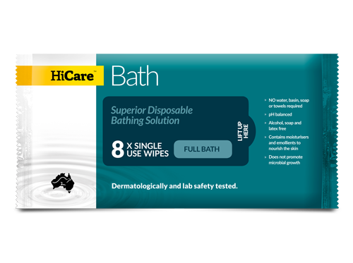 Hicare Health Waterless Bath Wipes 8 Pack